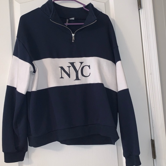 H&M blue and white half zip sweater - Picture 1 of 6